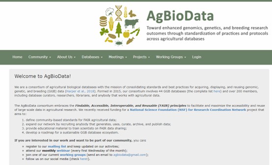 Figure 1. The interface of the AgBioData website.