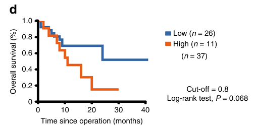 Kaplan-Meier results exhibiting survival outcomes of ESCCs (Yan et al., 2019)