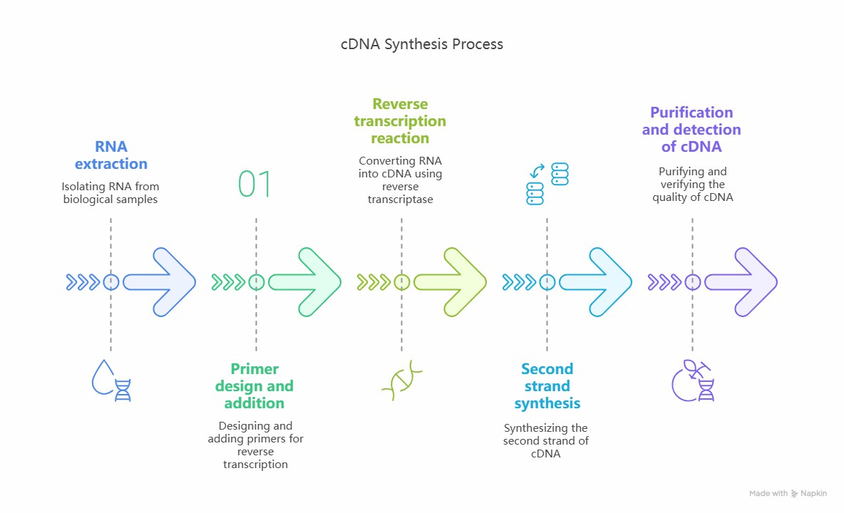 The process of cDNA synthesis involves several steps