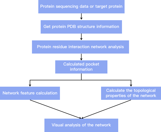 Flow chart showing our residue interaction network analysis