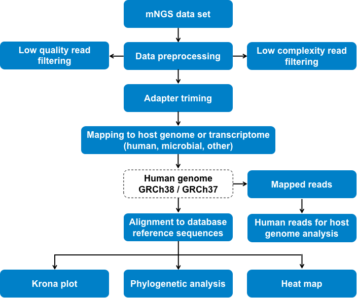 Metagenomics next-generation sequencing (mNGS) bioinformatics analysis pipeline in infectious disease research.