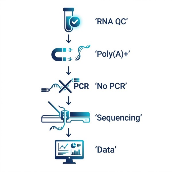 Vertical flowchart illustrating the Direct RNA Sequencing workflow from RNA extraction to signal decoding