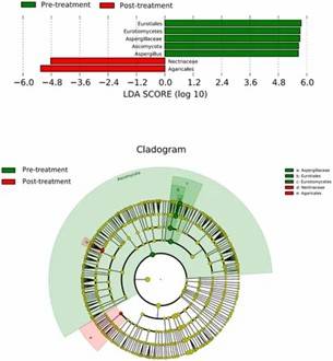 Figure 3. LEfSe analysis of fungal species, with the bar graph displaying LDA scores for characteristics at the OTU level. (Gu et al., 2022)