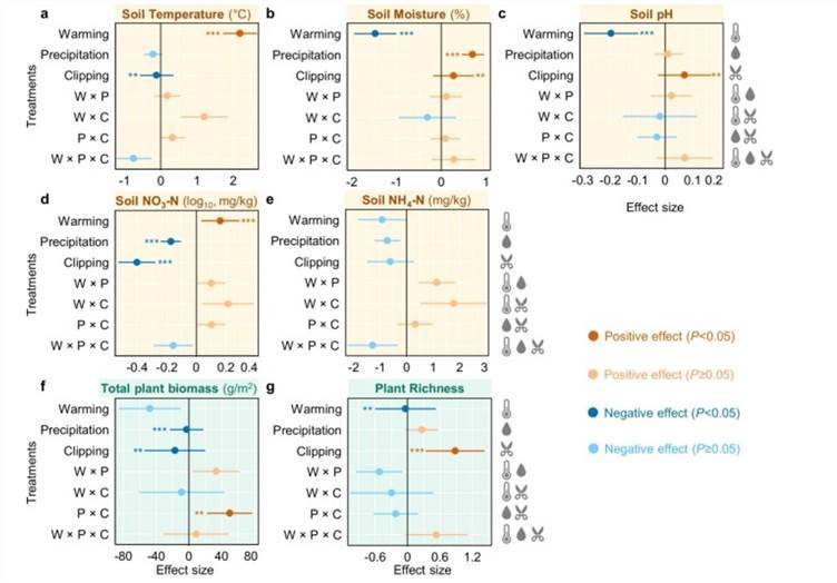 Effects of experimental treatments on soil and plant variables by linear mixed-effects models (LMMs).