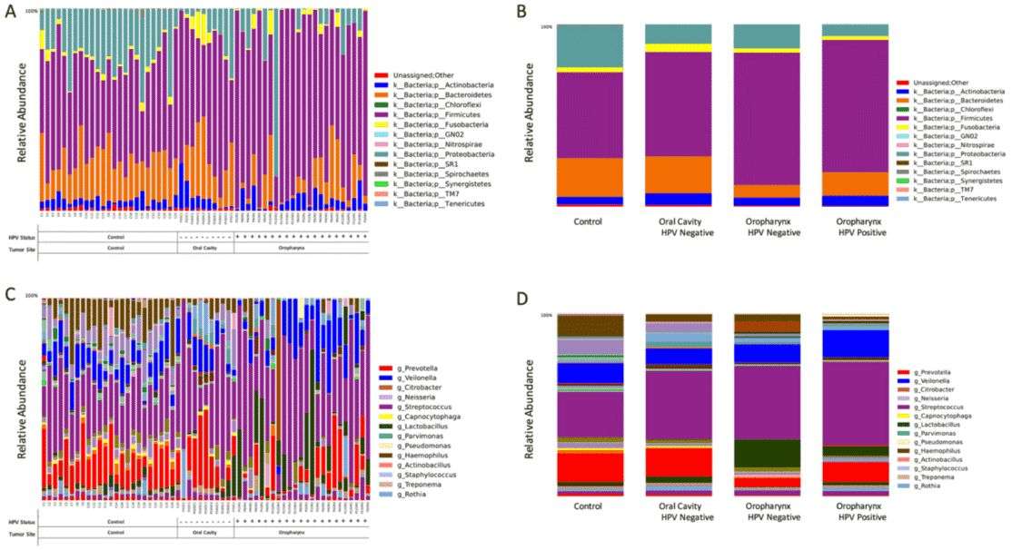 Figure 2. Taxonomic profiles at the phylum and genus levels. (Guerrero-Preston et al., 2016)