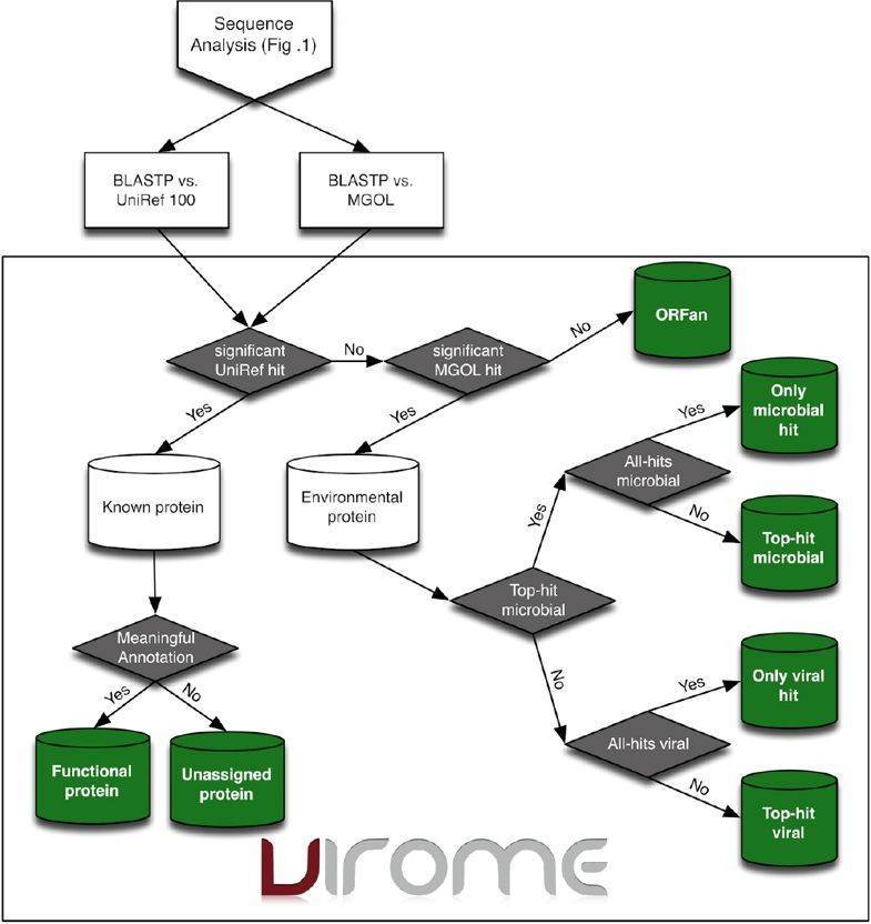 Overview flow-chart of the VIROM classification scheme for environmental peptides