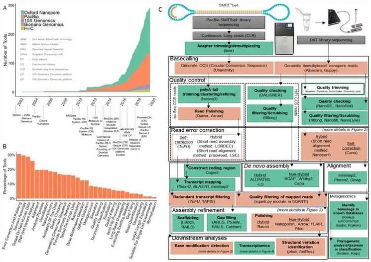 Overview of long-read analysis tools and pipelines.