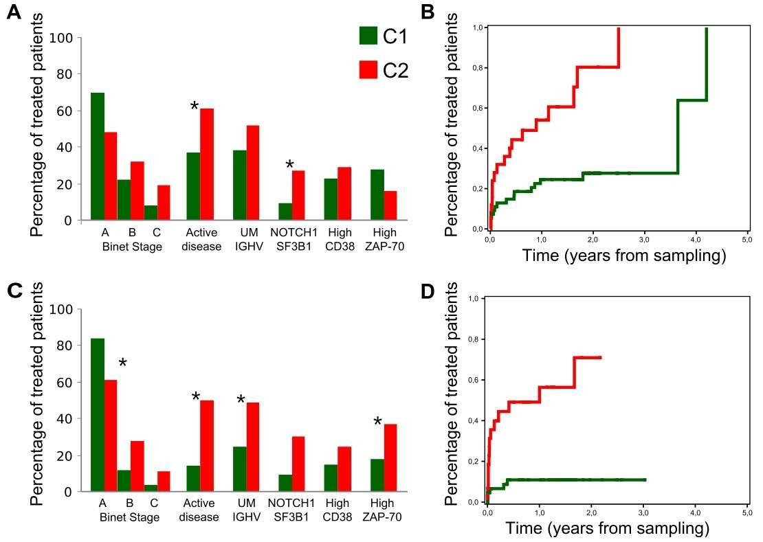 Clinical behavior of the C1 and C2 subgroups