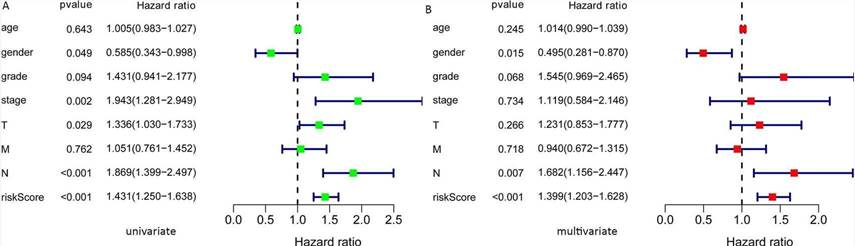 Fig. 4. Univariate and multivariate COX analysis to identify risk factors. (Wu et al., 2021)