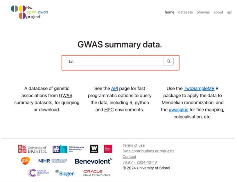 OpenGWAS database home page.