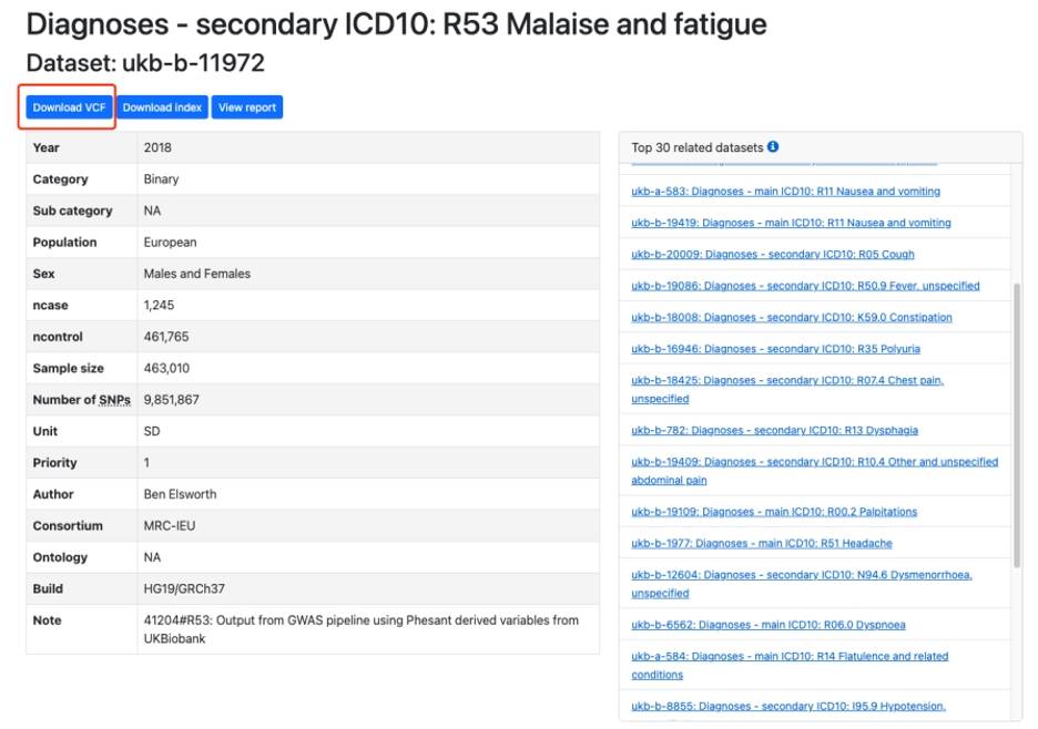 OpenGWAS database download page.