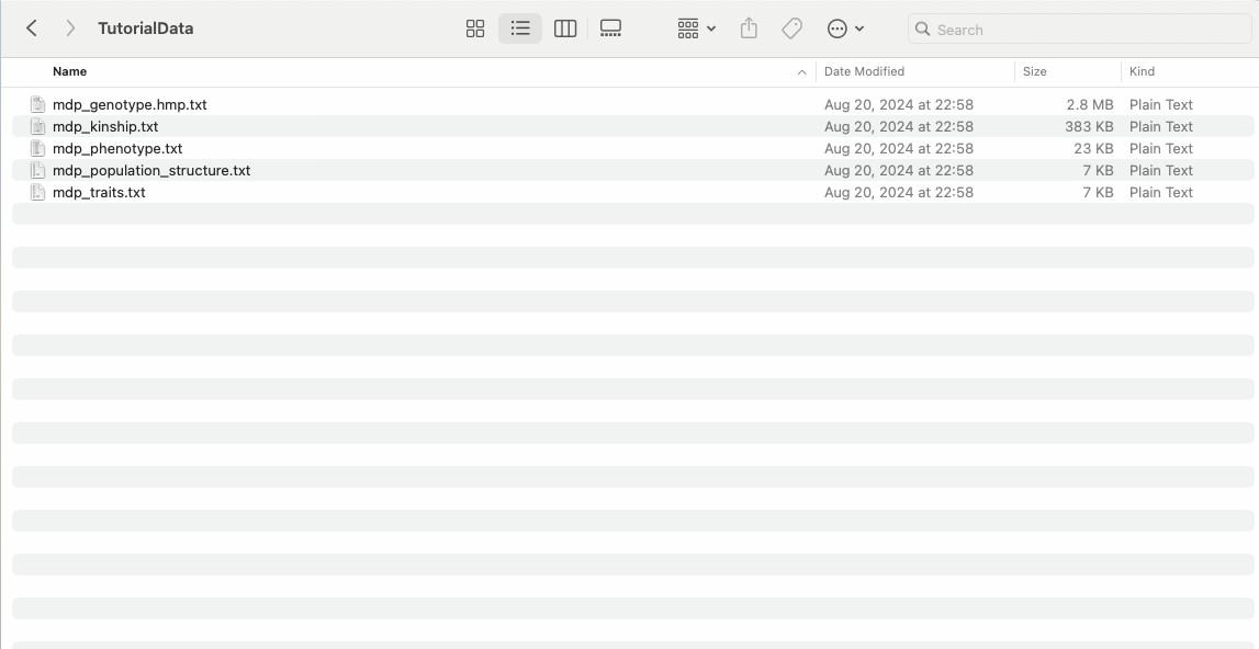 TASSEL software TutorialDate foloder context.