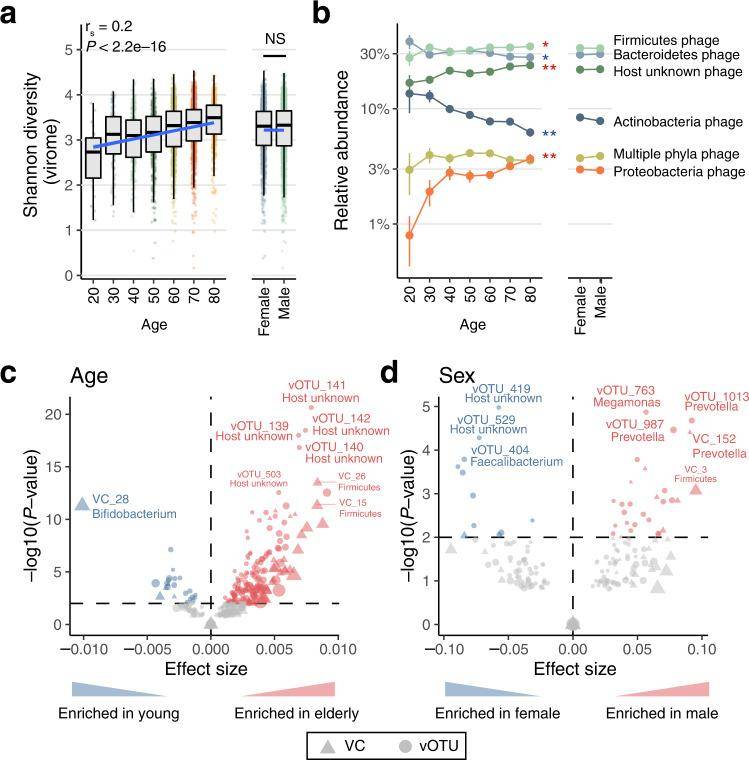 Age- and sex-related changes in the human gut virome.