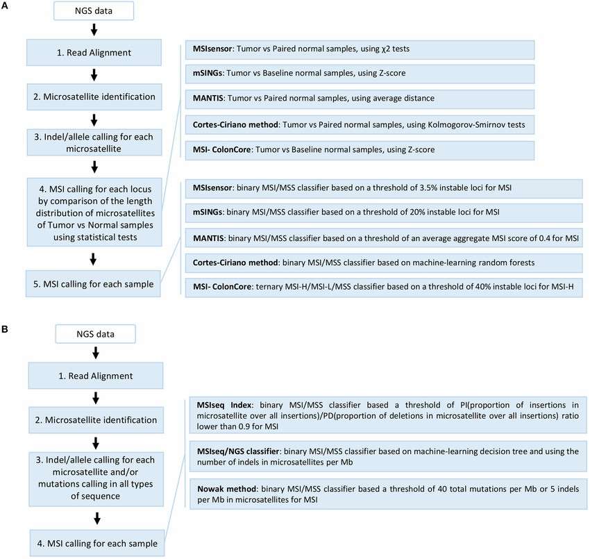 NGS-based computational methods developed for MSI detection